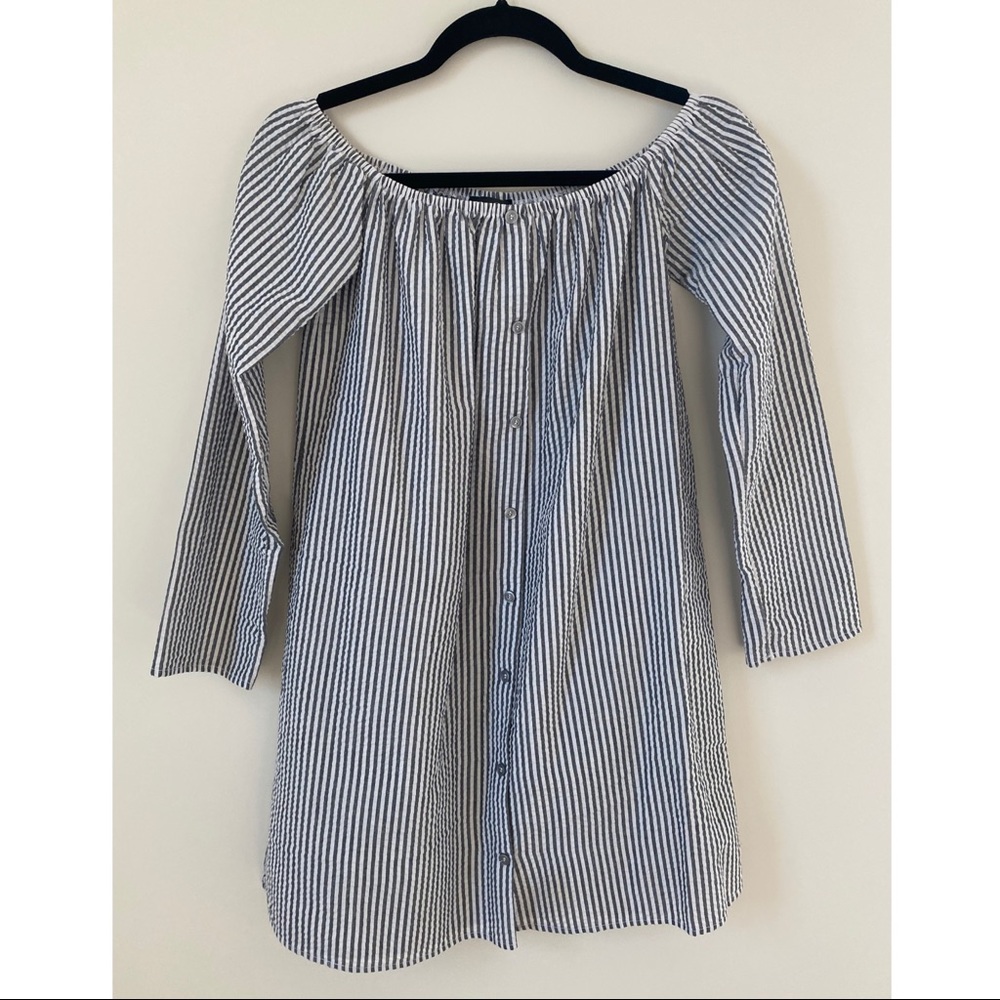Missguided Button Down Off The Shoulder Dress